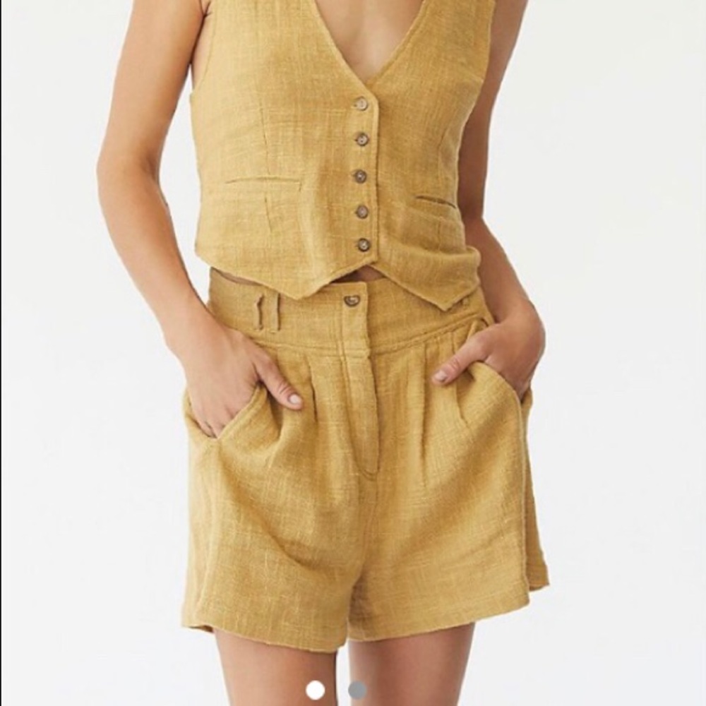 Free People Linen Vest Set
